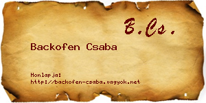 Backofen Csaba névjegykártya